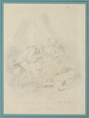 Unknown, Family Portrait, Pencil, Early 19th Century-ZCI-880423