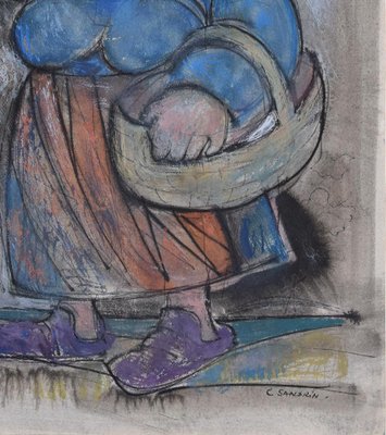 Unknown, Figure, Mixed Media Signed Sandrin, Early 20th Century-ZCI-871669