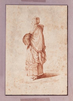 Unknown - Figure of Woman - Original Ink Drawing - 18th Century-ZCI-871318