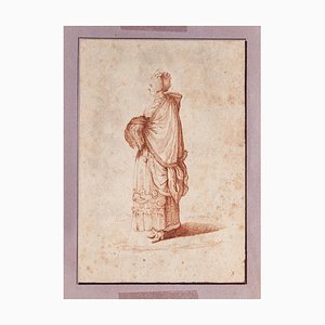 Unknown - Figure of Woman - Original Ink Drawing - 18th Century-ZCI-871318