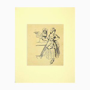 Unknown - Figure of Women - Original Pencil Drawing - 1880s-ZCI-833245