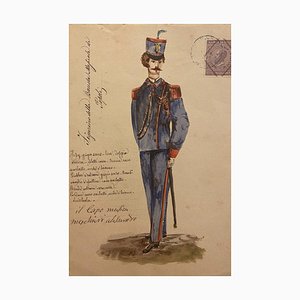 Unknown - Figurino Della Banda - Original Ink and Watercolor on Paper - 1881-ZCI-835685