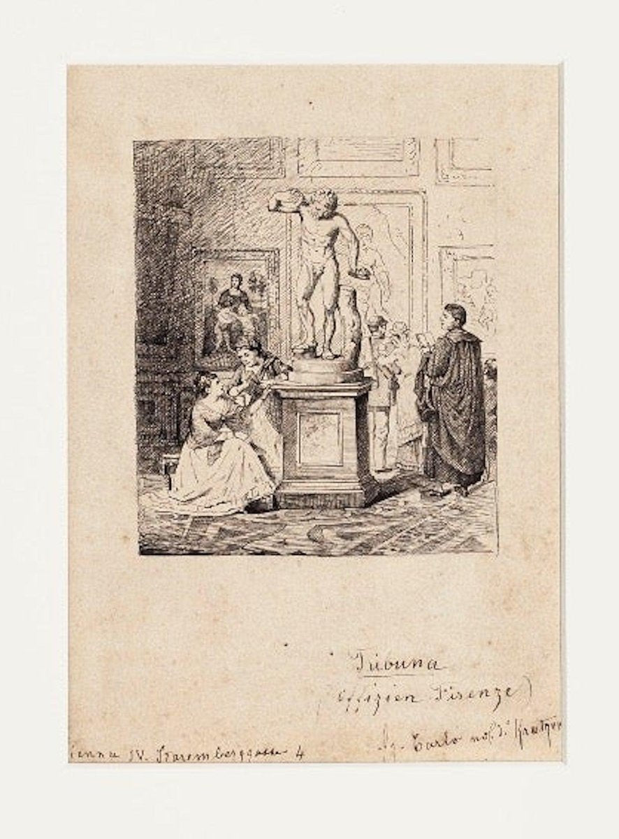 Unknown - Firenze - Visita agli Uffizi - Original Ink on Paper - 1880s