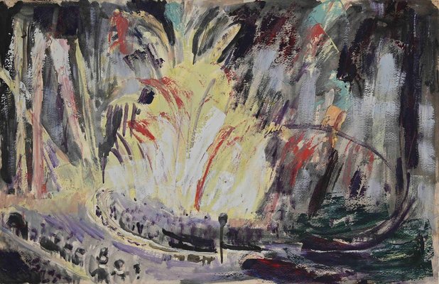 Unknown - Fireworks at Night - Original Drawing - 1940s-ZCI-871344