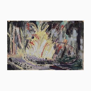 Unknown - Fireworks at Night - Original Drawing - 1940s-ZCI-871344