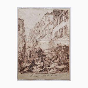 Unknown, Five Days in Milan, Original Ink Drawing on Paper, 19th Century-ZCI-1378974