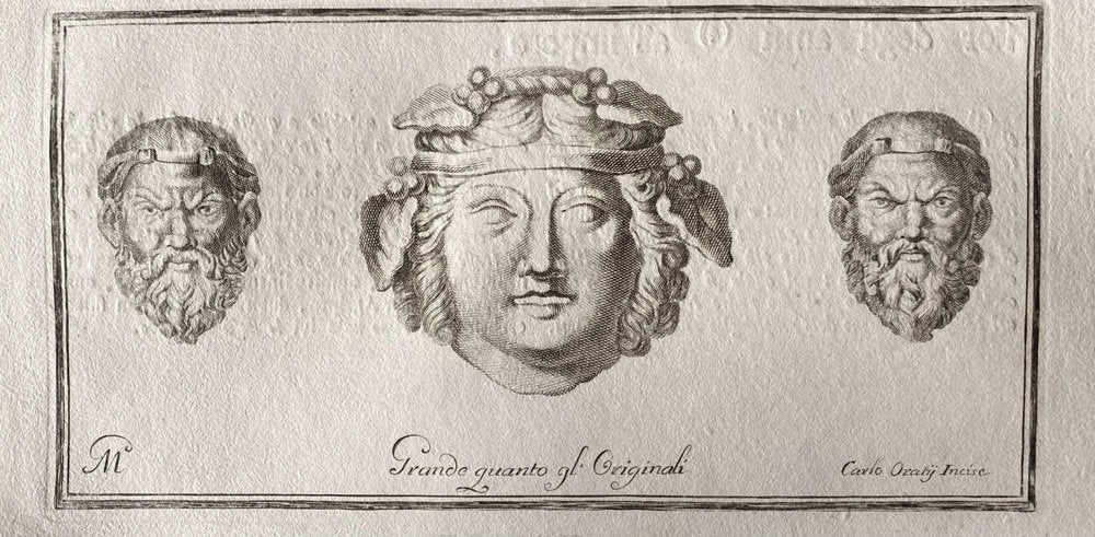 Unknown, Human Heads from Ancient Rome, Original Etching, 1750s