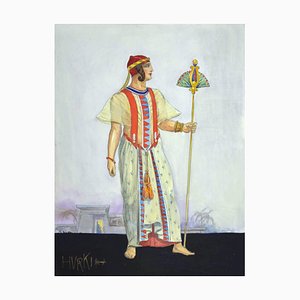 Unknown, Hurki Costume for an Opera, Pencil and Watercolor, 1930s-ZCI-903088