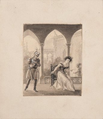 Unknown - Interior Meeting - Original Pencil on Paper - 19th Century-ZCI-835726