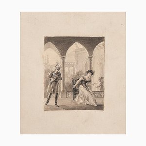 Unknown - Interior Meeting - Original Pencil on Paper - 19th Century-ZCI-835726