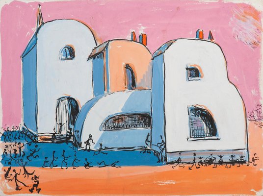 Unknown, Invented Houses, Tempera on Paper, 1960s-ZCI-871417