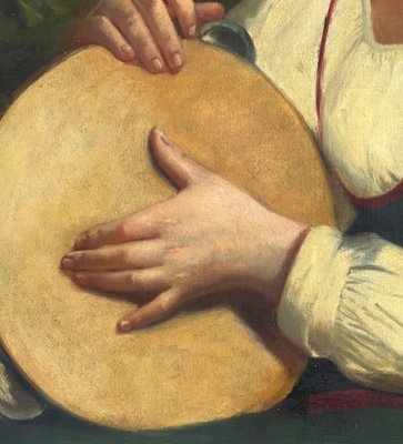 Unknown, Italian Girl with a Tambourine, Original Oil on Canvas, 1900s-ZCI-1379526