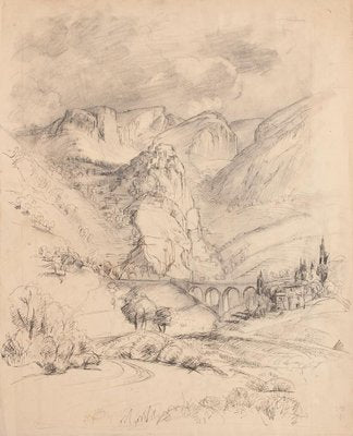 Unknown - Landscape - Original Pencil and China Ink - Early 20th Century-ZCI-834647