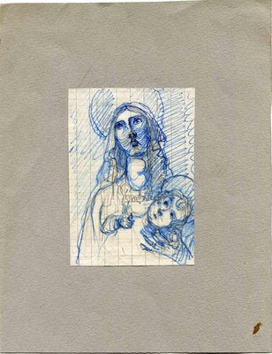 Unknown, Madonna, Original Pen and Pencil, Early 20th Century-ZCI-1379156