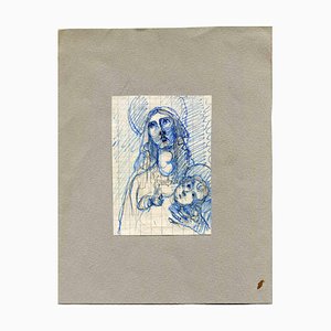 Unknown, Madonna, Original Pen and Pencil, Early 20th Century-ZCI-1379156