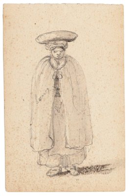 Unknown - Man with Headdress - Original Pencil Drawing - 1880s-ZCI-836384