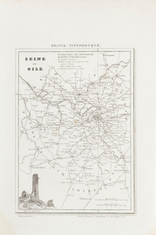 Unknown, Map of Seine, Etching, 19th Century