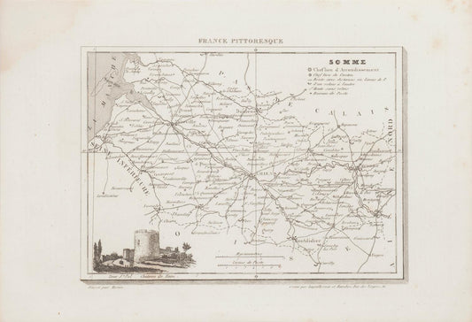 Unknown, Map of Somme, Etching, 19th Century