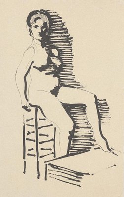 Unknown - Nude - Original China Ink - 1950 Ca.-ZCI-835669