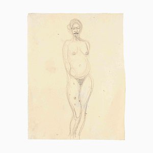 Unknown, Nude, Original Pencil Drawing, Mid-20th Century-ZCI-1343942