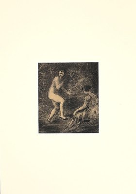 Unknown - Nudes in the Woods - Original Pencil and Charcoal - 19th century-ZCI-871823