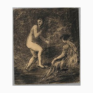 Unknown - Nudes in the Woods - Original Pencil and Charcoal - 19th century-ZCI-871823