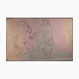 Unknown, Nudes, Original Pencil Drawing on Paper, Mid-20th Century-ZCI-1354879