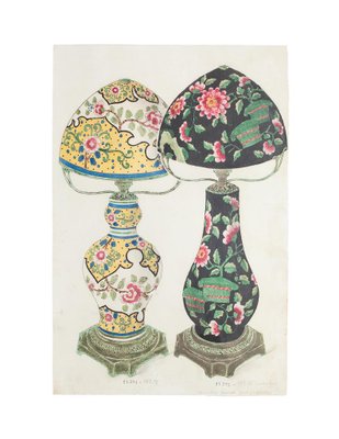 Unknown, Porcelain Lamps, Ink and Watercolor, 1880s-ZCI-822936