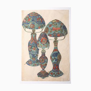 Unknown, Porcelain Lamps, Watercolor on Paper, 1880s-ZCI-822927