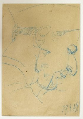 Unknown, Portrait, Blue Pencil on Paper, 1948-ZCI-827770