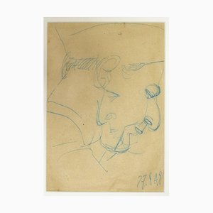 Unknown, Portrait, Blue Pencil on Paper, 1948-ZCI-827770