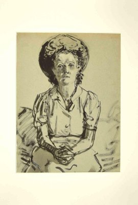 Unknown, Portrait of Woman, Original Drawing, 1950-ZCI-1326656