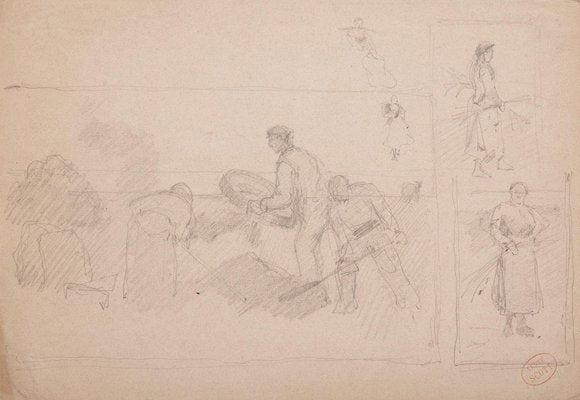 Unknown, Reapers, 20th Century, Pencil on Paper-ZCI-1781768