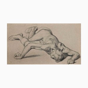 Unknown, Reclined Nude, Original Pencil Drawing, Mid-20th Century-ZCI-1335807