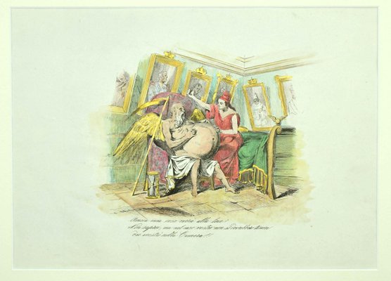 Unknown - Satirical Scene - Original Lithograph Hand Watercolored - 19th Century-ZCI-871752