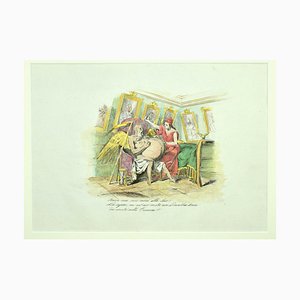 Unknown - Satirical Scene - Original Lithograph Hand Watercolored - 19th Century-ZCI-871752