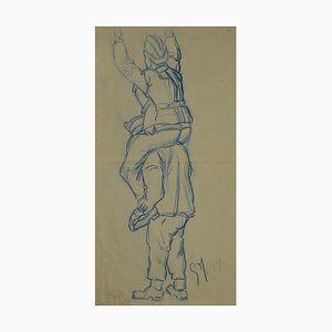 Unknown - Soldiers - Original Pencil and Pastel - Mid-20th-Century-ZCI-904037