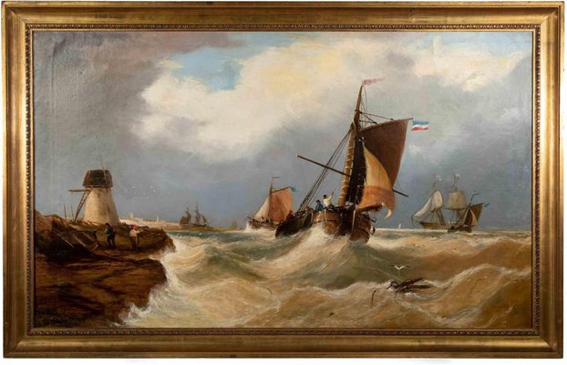 Unknown, Stormy Sea, Oil on Canvas, Mid-19th Century, Framed-ZCI-1405005