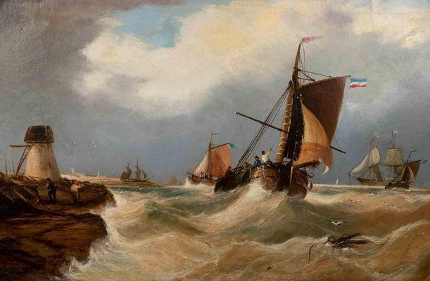 Unknown, Stormy Sea, Oil on Canvas, Mid-19th Century, Framed-ZCI-1405005