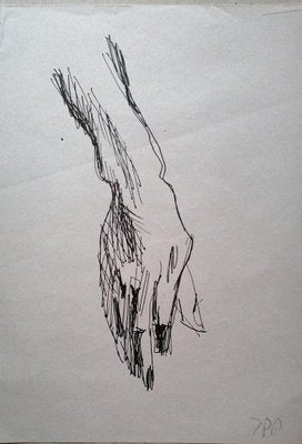 Unknown, Study of a Hand, Original Drawing on Tissue Paper, Mid-20th Century-ZCI-808345