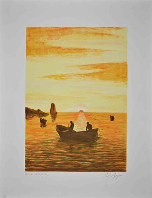 Unknown, Sunset, Original Lithograph, 1970s-ZCI-1379757