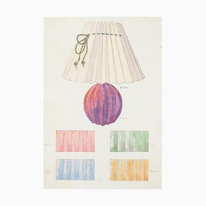 Unknown , Table lamp , Original Watercolor and Ink Drawing , 19th Century-ZCI-801209