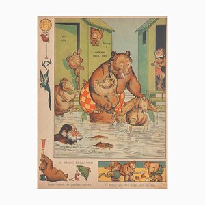 Unknown, The Bath of Bears, Original Lithograph, 19th Century-ZCI-1758877