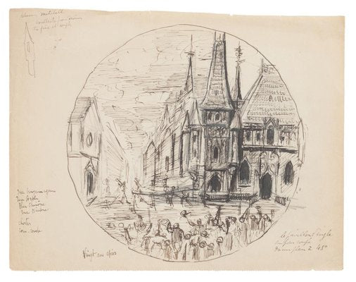 Unknown - The Church - Original Pen and Pencil on Paper - Early 20th Century-ZCI-871392