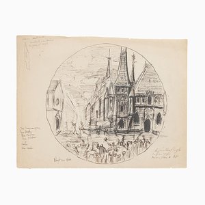 Unknown - The Church - Original Pen and Pencil on Paper - Early 20th Century-ZCI-871392