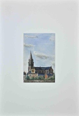 Unknown, The Church, Watercolor, Mid 20th Century-ZCI-1775891