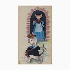 Unknown, The Fairy Tale of the Little Mouse, Drawing, Early 20th Century, Framed-ZCI-1781925