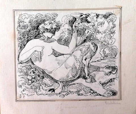 Unknown - the Satyr - Original China ink - 1880s-ZCI-830723