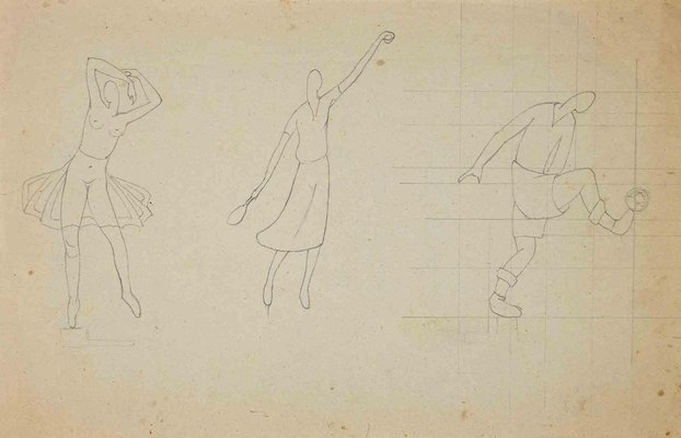 Unknown, The Study of Sportive Figures, Drawing, 1910s-ZCI-1775932