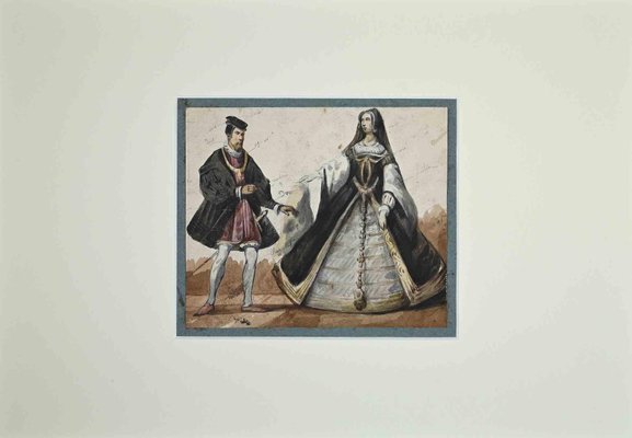 Unknown, Theatrical Costume, Original Watercolor Drawing, 1860s-ZCI-1379436